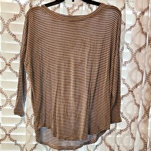 LOFT Striped baby blue & white 3/4 Sleeve Top.